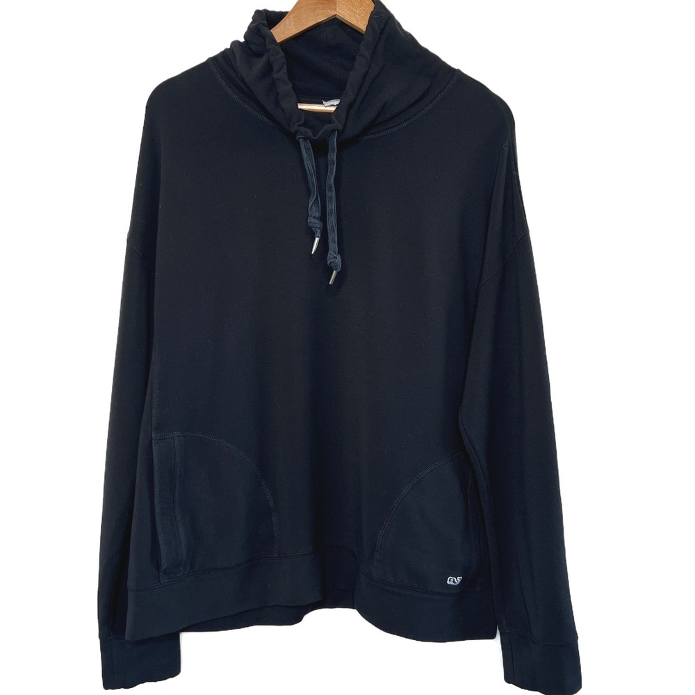 Vineyard Vines Womens Funnel Neck Pullover Sweatshirt Black Size L 2K1394 - Picture 2 of 8